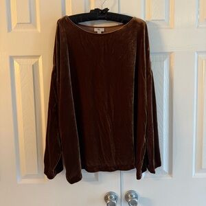 J. Jill Brown Velvet Long Sleeve Top